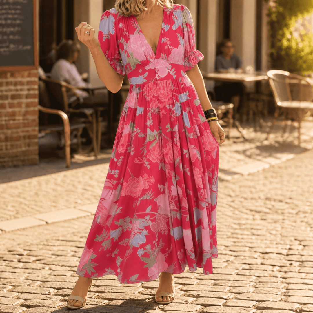 Minelda™ – Flowing Floral Maxi Dress