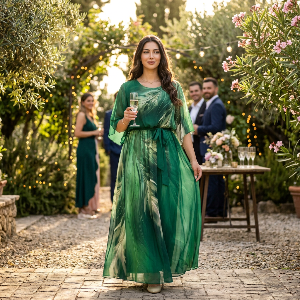 Aurelinea™ Painted Chiffon Maxi Dress