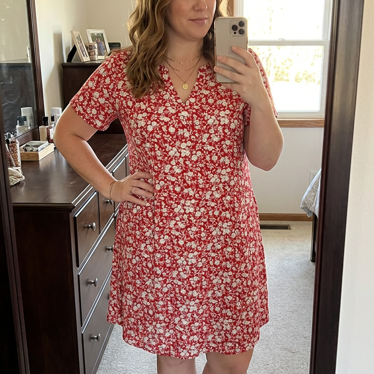 Veluna™ – V-Neck Floral Dress with Pockets