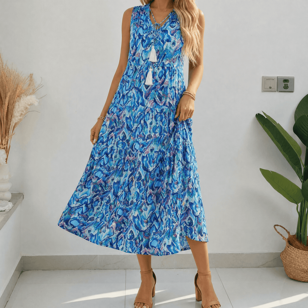 Soleia™ – Tiered Boho Midi Dress for Effortless Summer Days
