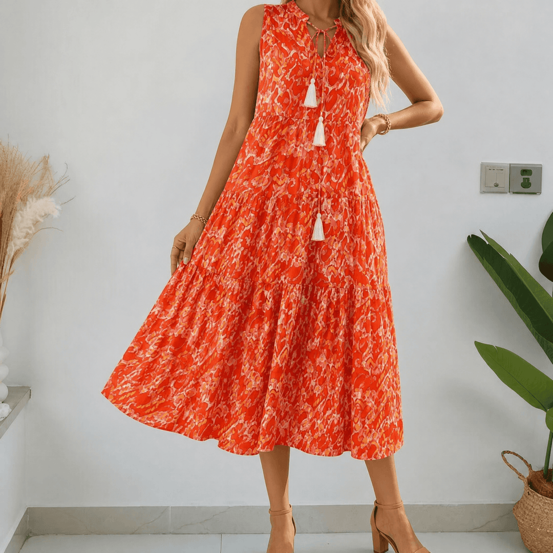 Soleia™ – Tiered Boho Midi Dress for Effortless Summer Days