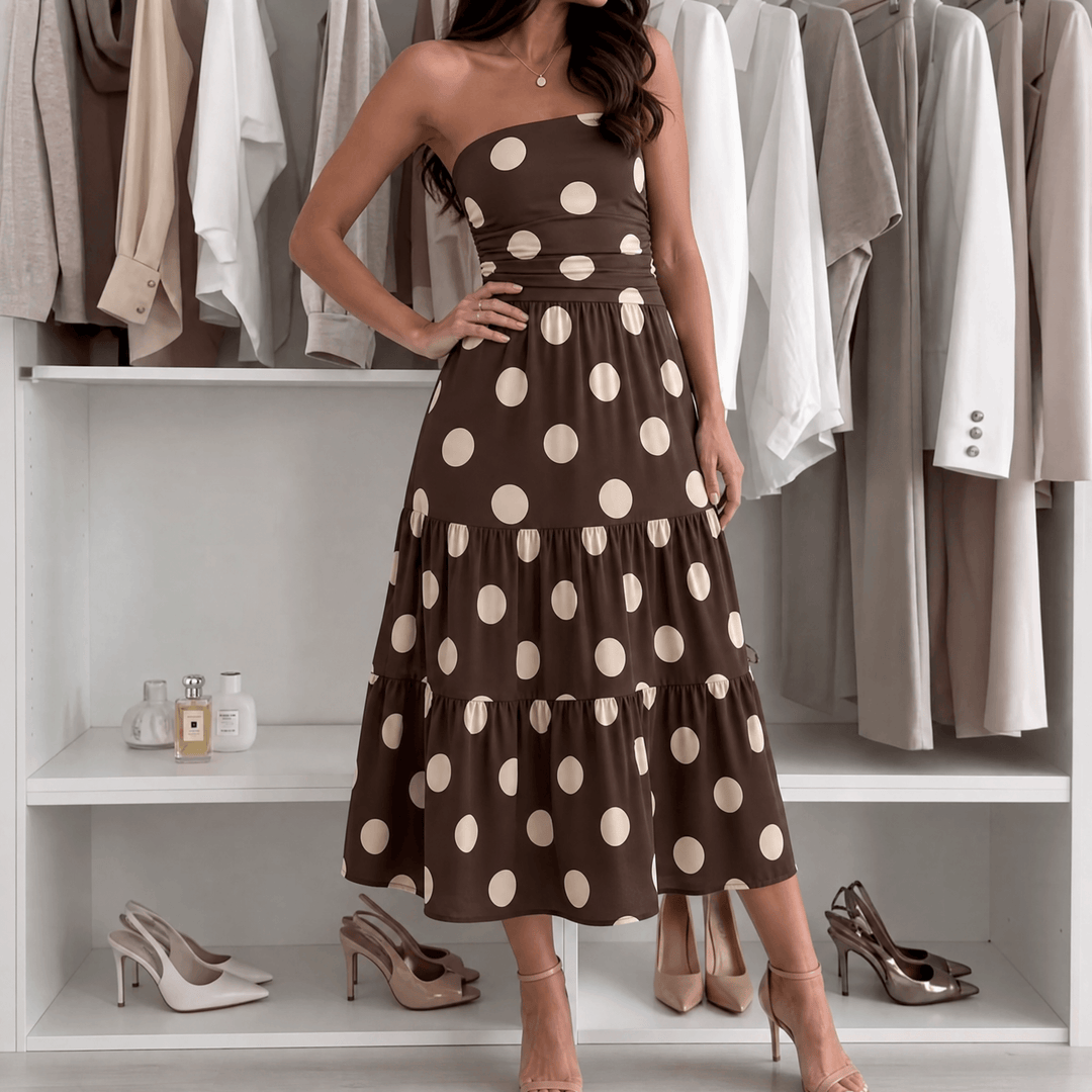 Soliana™ – Sheer Tiered Polka Dot Dress