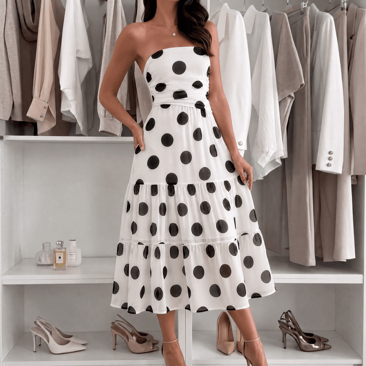 Soliana™ – Sheer Tiered Polka Dot Dress