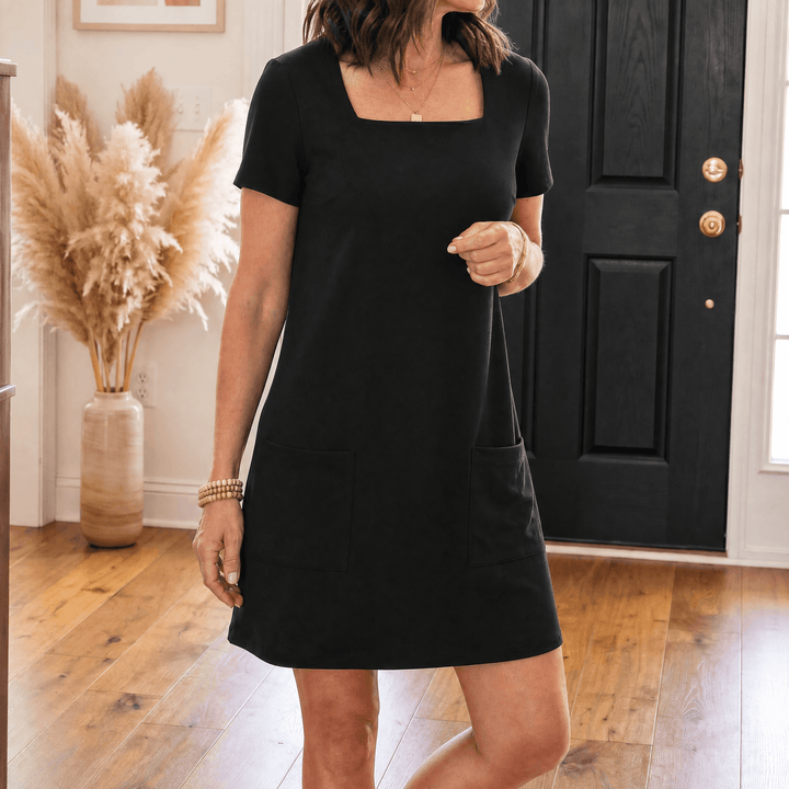 Soliva™ - Soft Square-Neck Pocket Dress
