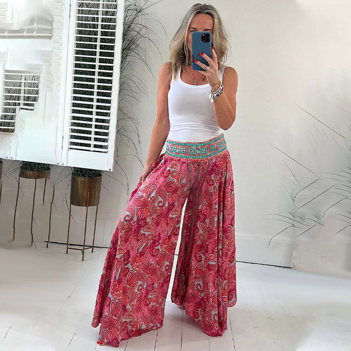 Reagan | Linen Boho Wide-Leg Pants