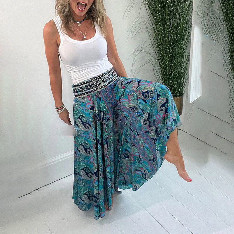 Reagan | Linen Boho Wide-Leg Pants