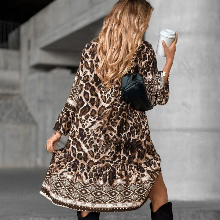 Vivara™ – Elegant V Neck Printed Dress