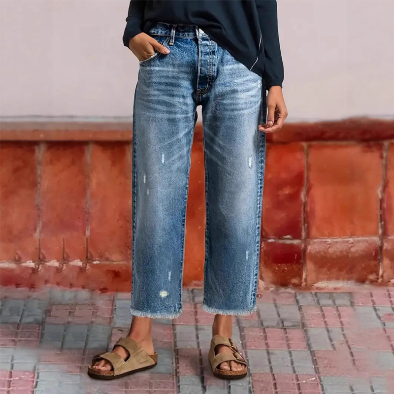 Aberjean - Cropped Casual Denim