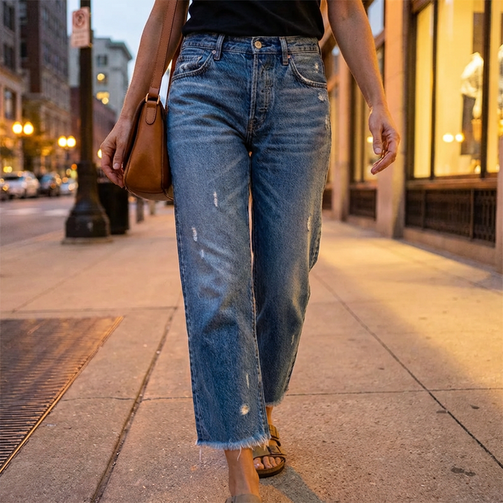 Aberjean - Cropped Casual Denim