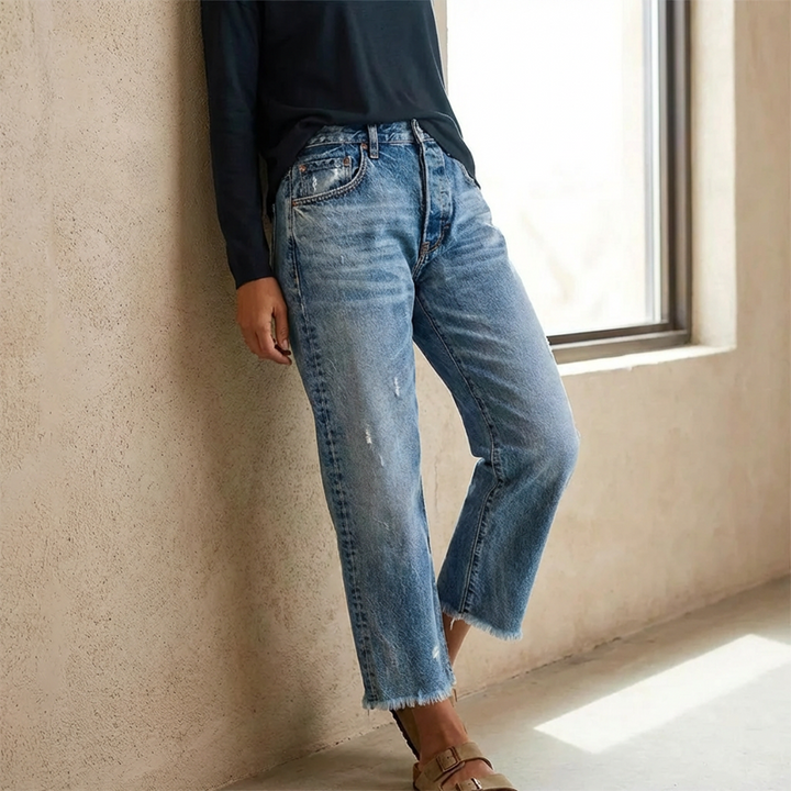 Aberjean - Cropped Casual Denim