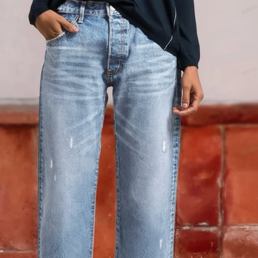 Aberjean - Cropped Casual Denim