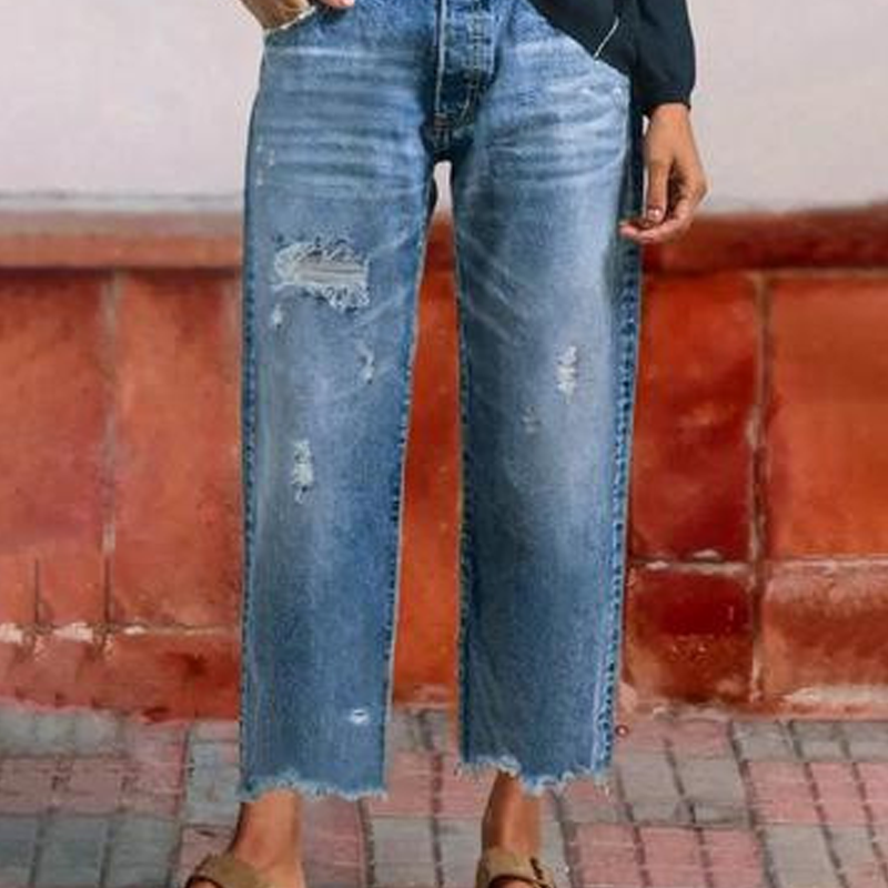 Aberjean - Cropped Casual Denim