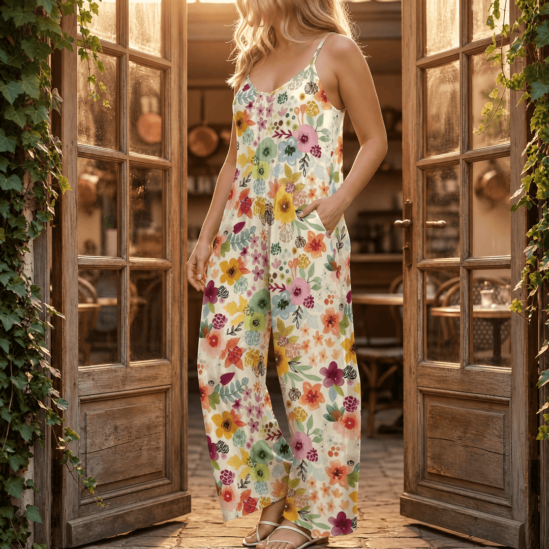 Sunara™ – Floral Wide-Leg Jumpsuit for Curves