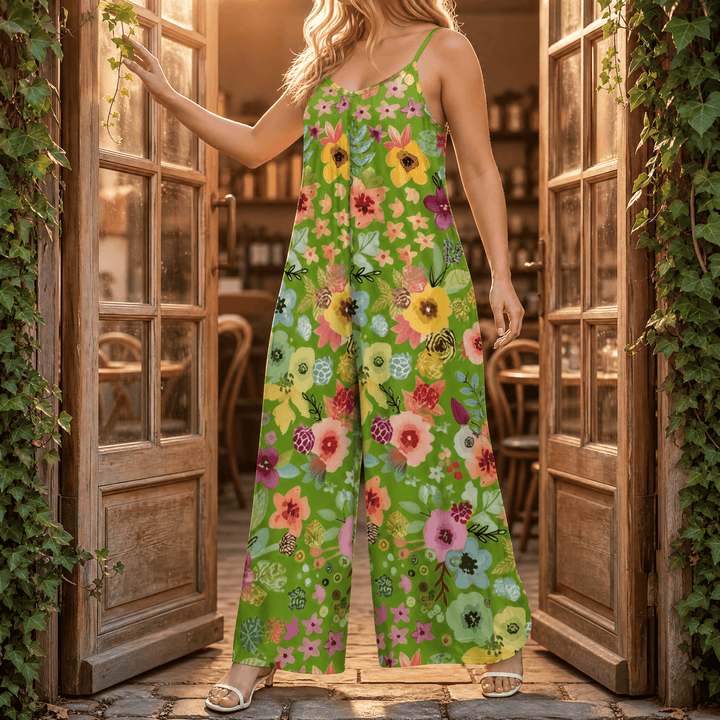 Sunara™ – Floral Wide-Leg Jumpsuit for Curves