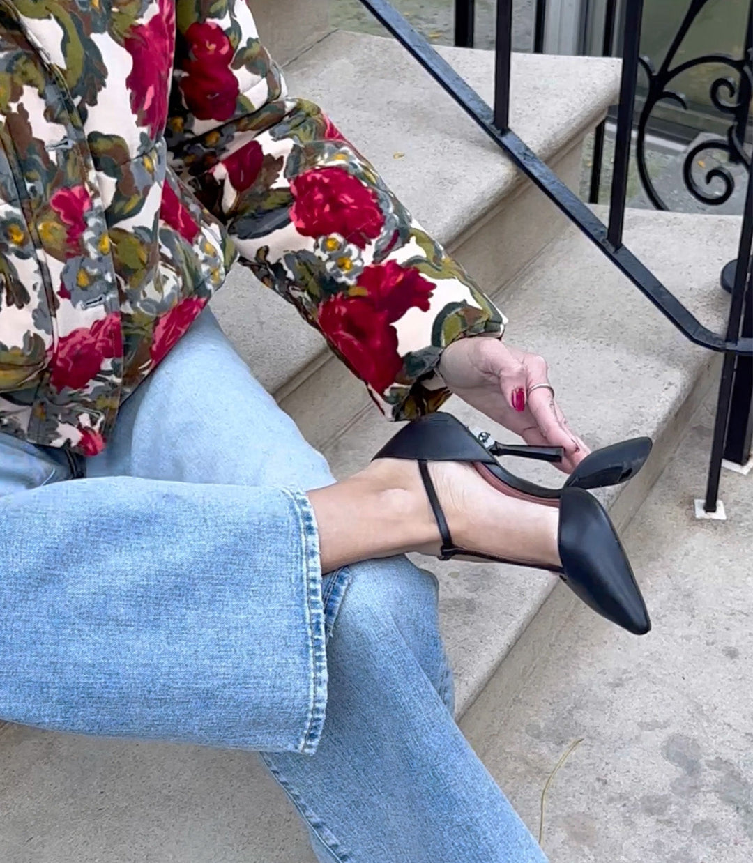 T-Strap Pump in Black
