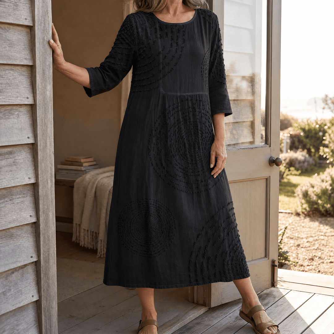 Tessara™ – Embossed Texture Midi Dress