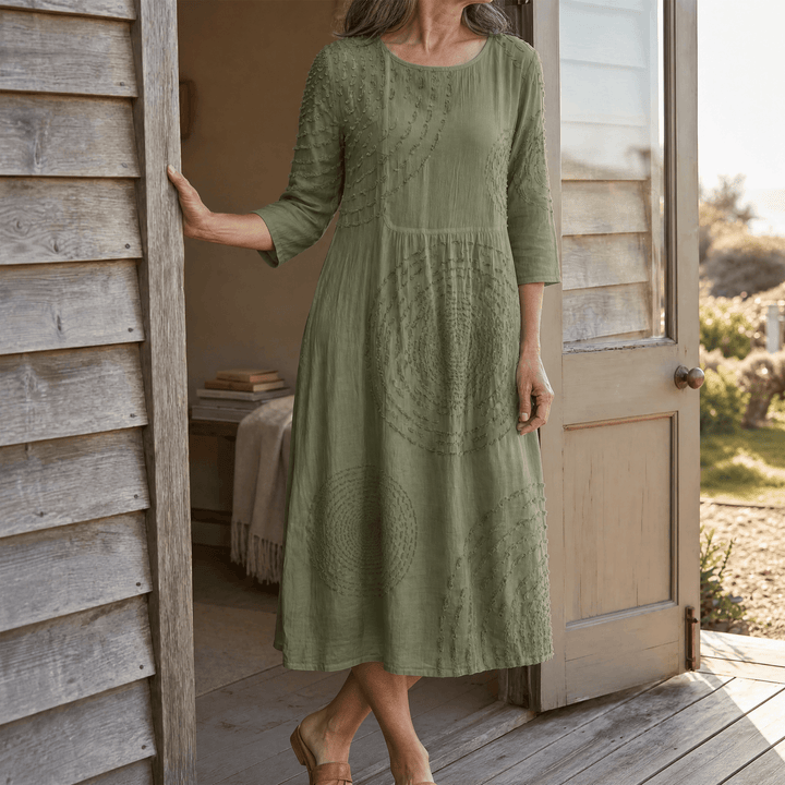 Tessara™ – Embossed Texture Midi Dress