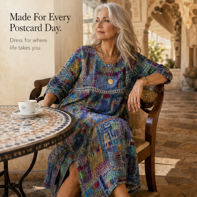 Tessara™ – Painterly Patchwork Midi Dress