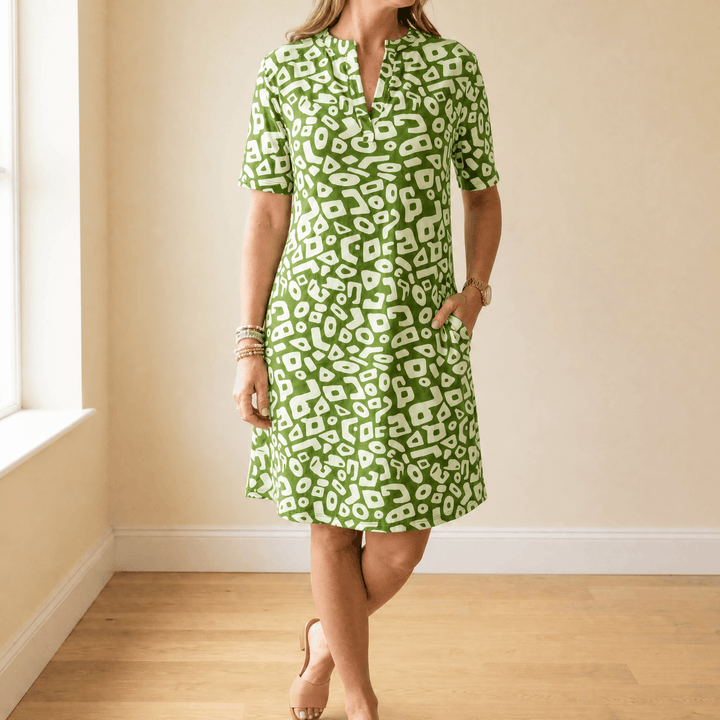 Vivara™ – Breezy V-Neck Printed Dress