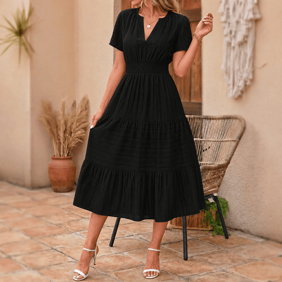 Vivara™ – Flowing V Neck Summer Maxi Dress