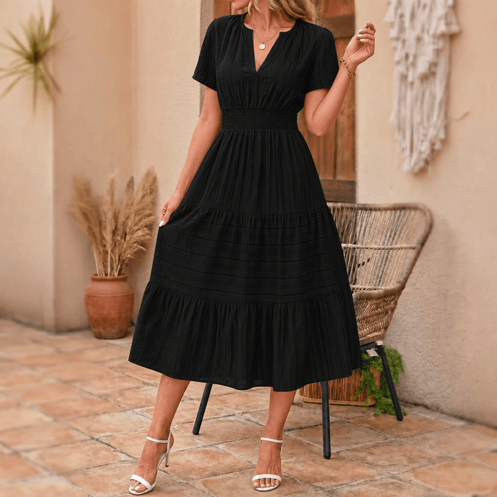 Vivara™ – Flowing V Neck Summer Maxi Dress