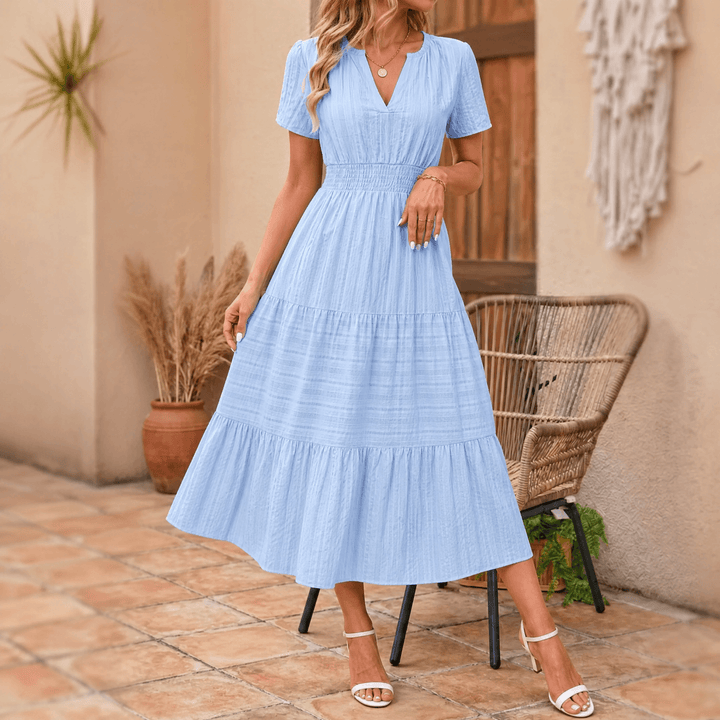Vivara™ – Flowing V Neck Summer Maxi Dress