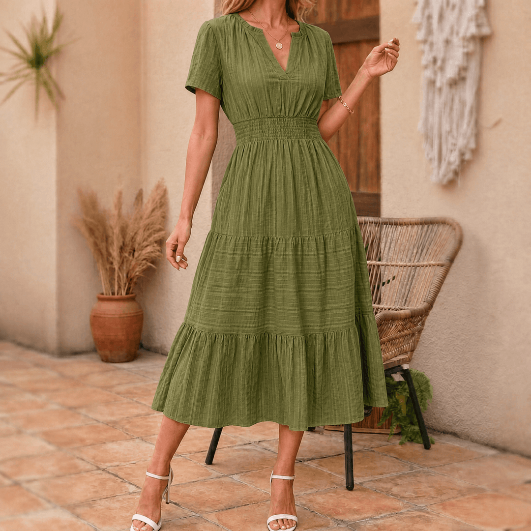 Vivara™ – Flowing V Neck Summer Maxi Dress
