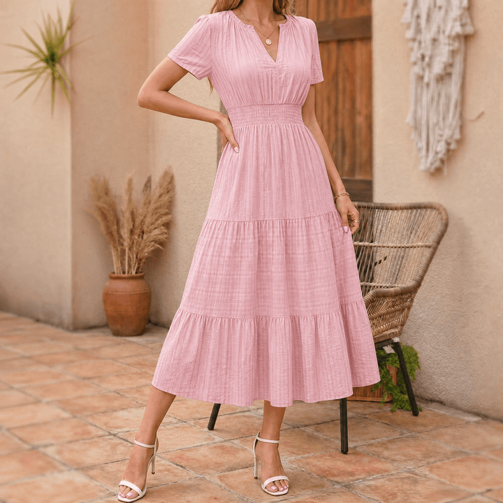 Vivara™ – Flowing V Neck Summer Maxi Dress