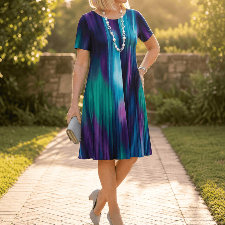 Vivara™ – Pleated Gradient Print Dress