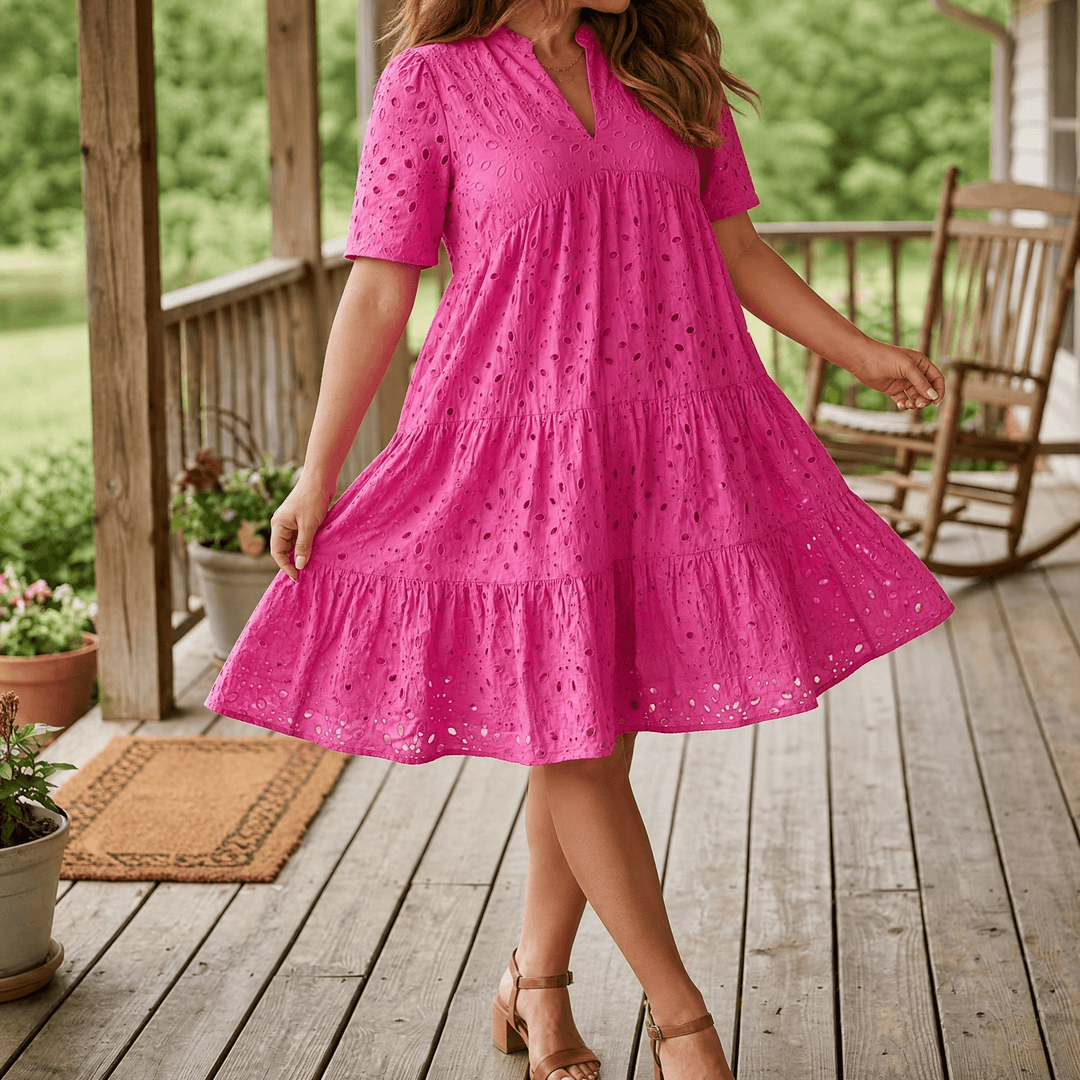 hot pink eyelet dress Wearbella™ – Flowy V-Neck for Curvy Fit – Tessa's Shop Size | UK sizes:7 Tall Boots LAST NWT ZARA GREEN while the oversized floral