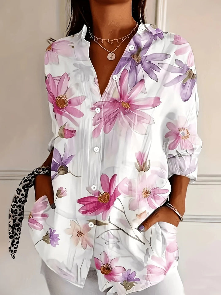 Daisy | Printed Patchwork Short Sleeve Spring Shirt